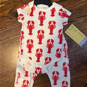 M+A Kids Red Lobster Print Matching Set